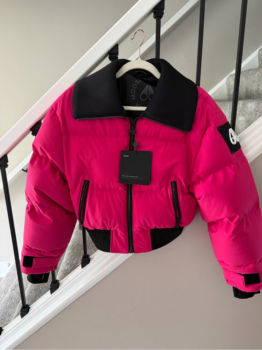 Moose Knuckles Hot Pink & Black Woman’s Puffer Jacket